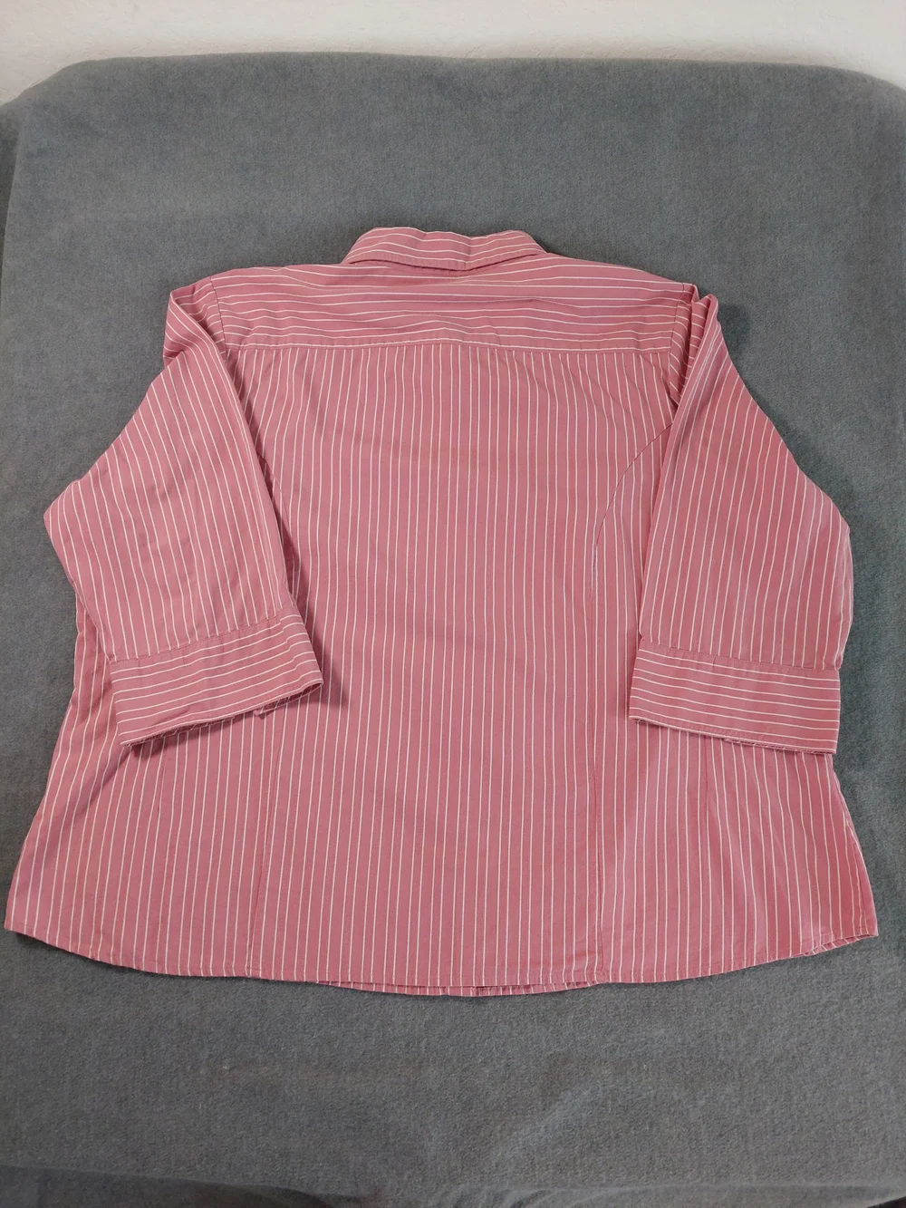 Riders by Lee Pink White Striped Button Down Blouse 3/4 Sleeve 3X Plus Cotton - Picture 7 of 7